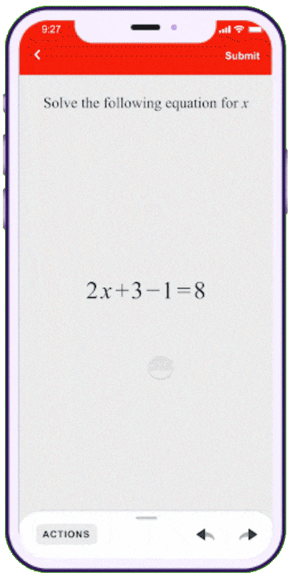 Smartphone screen with math problem
