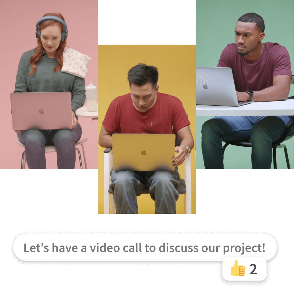 An image of three separate students engaging in a chat and one of the students is encouraging the others in a group to join on a video call on Top Hat Community to discuss the project.