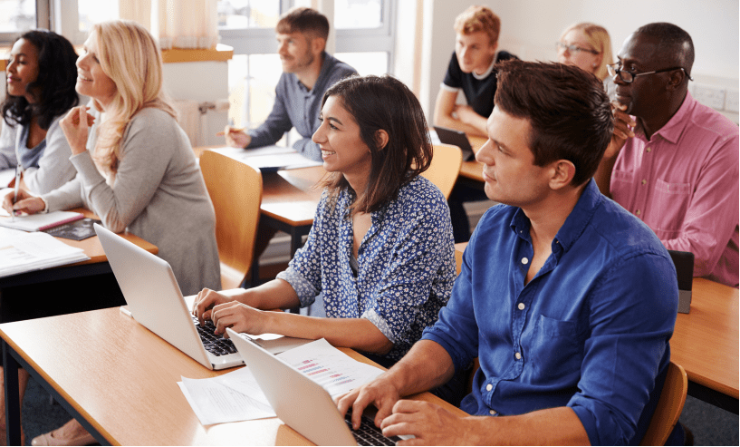 Students studying in class