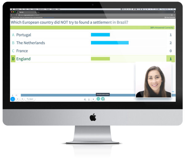Computer monitor showing the Top Hat student engagement app
