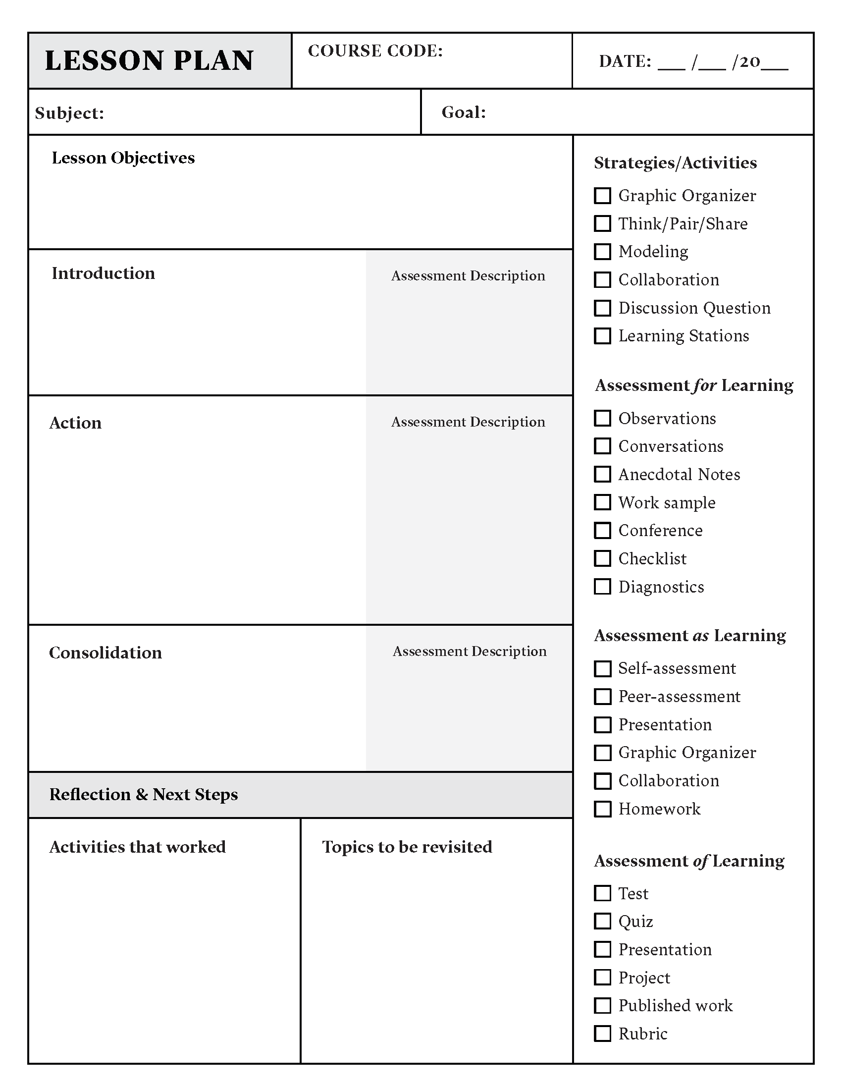 Lesson Plan Template Download in Word or PDF  Top Hat Within Teacher Plan Book Template Word