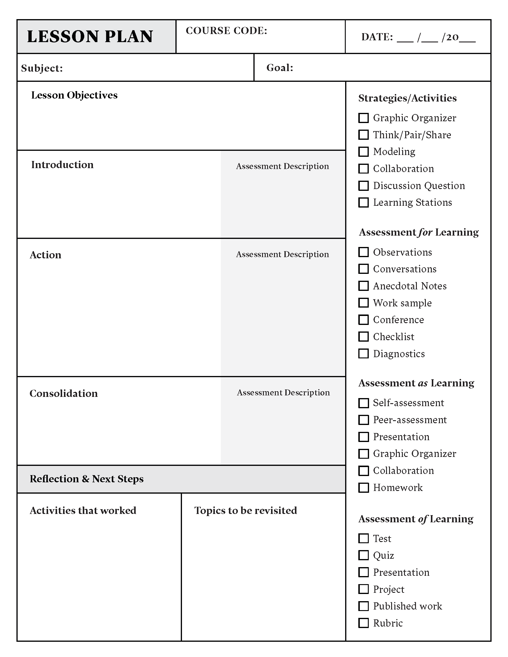 Lesson Plan | Template and Example | Lesson Planning | Downloadable