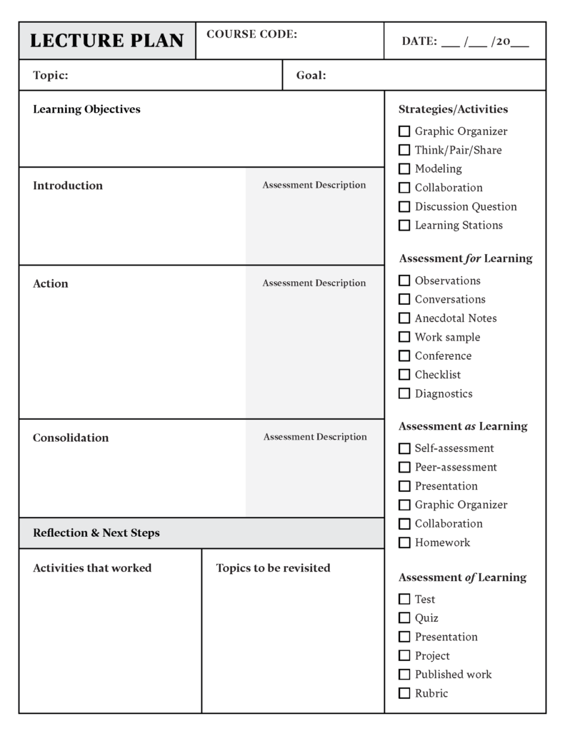 Teacher Plan Book Template Word