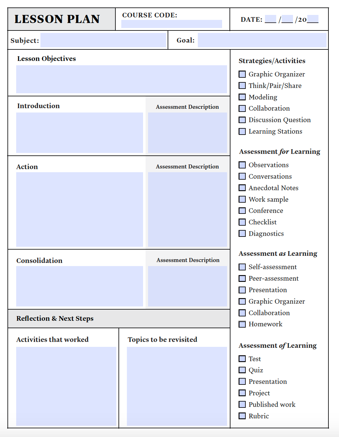 Lesson Plan Template