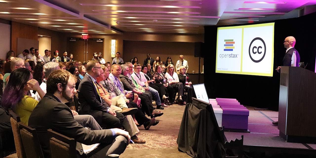 Top Hat CEO Mike Silagadze shows how open content works during his keynote speech at Interact 2018